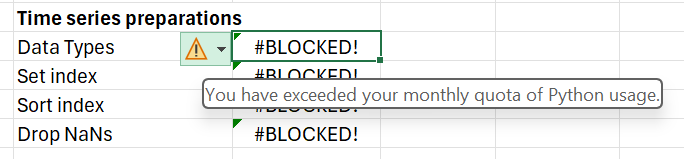 Python in Excel Rate Limit